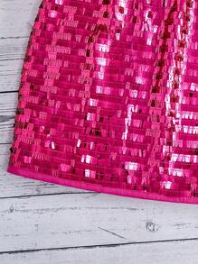 Tween Girls' Fuzzy Spaghetti Strap Tank Top With Sequin Detailing And Skirt Set - Pink - View 6