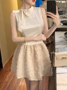 DAZY Women's Sleeveless Dress With Tie Neck, Birthday Prom Dress Sundress,Formal Women Dresses Elegant Women Dresses