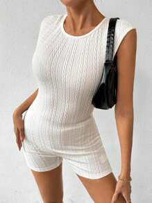 Chiquease 純色無背帶結綁緊身連身褲 - 白色 - 查看 3