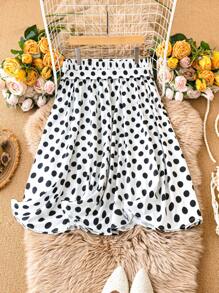 EMERY ROSE Kích thước lớn Của phụ nữ Chấm bi In Váy - Đen và trắng - Xem 2