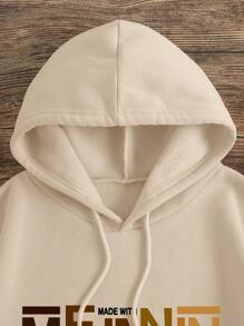 INAWLY Plus Size Women'S Hooded Sweatshirt With Letter Print - Apricot - View 7