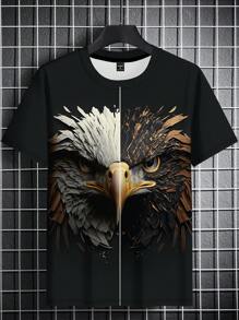 Manfinity LEGND 男士老鷹印花t恤 - 黑色 - 查看 1