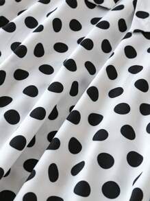 EMERY ROSE Kích thước lớn Của phụ nữ Chấm bi In Váy - Đen và trắng - Xem 3