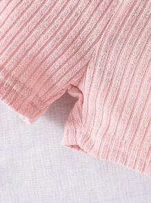 嬰兒女寶寶純色肋紋背心加短褲套裝