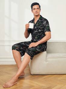 Nam Ngắn tay Áo Và Bộ quần short , Nhà  Mặc - màu đen - Xem 5