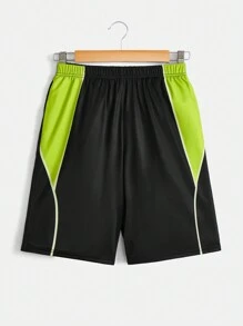 SHEIN Cậu bé Tween Lá thư In Phù hợp Thể thao Áo thun Quần short Quần áo thể thao Bộ - màu xanh lá - Xem 13