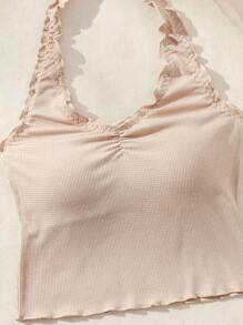 SHEIN Women'S Four Seasons Basic Halter Neck Top - Brown - View 4