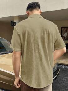 Manfinity Homme Men's Loose Fit Solid Color Button Up Shirt - Camel - View 2