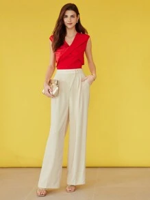 MOTF PREMIUM 編織女士重疊腰實色西裝褲