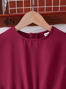 Tween Girls' Short Cap Sleeve Round Neck Jumpsuit - Rose Red - View 3