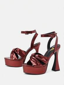 Fashionable European And American Style Sexy High Heel Sandals  And Cross Straps For Nightclubs - Red - View 4