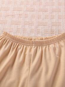 SHEIN Young Girls' Summer Letter & Heart Printed Short Sleeve T-Shirt And Jogger Pants Two Pieces Set - White - View 6