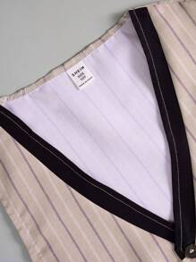 青少年男孩紳士三件套，白色短袖襯衫配領結，條紋單排扣馬甲，短褲-適合生日、派對、表演、婚禮和節日 - 彩色 - 查看 4