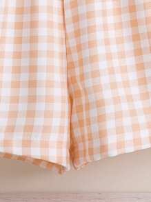 Baby Boys' Spring/Summer Casual Plaid Short Sleeve Shirt And Shorts Set