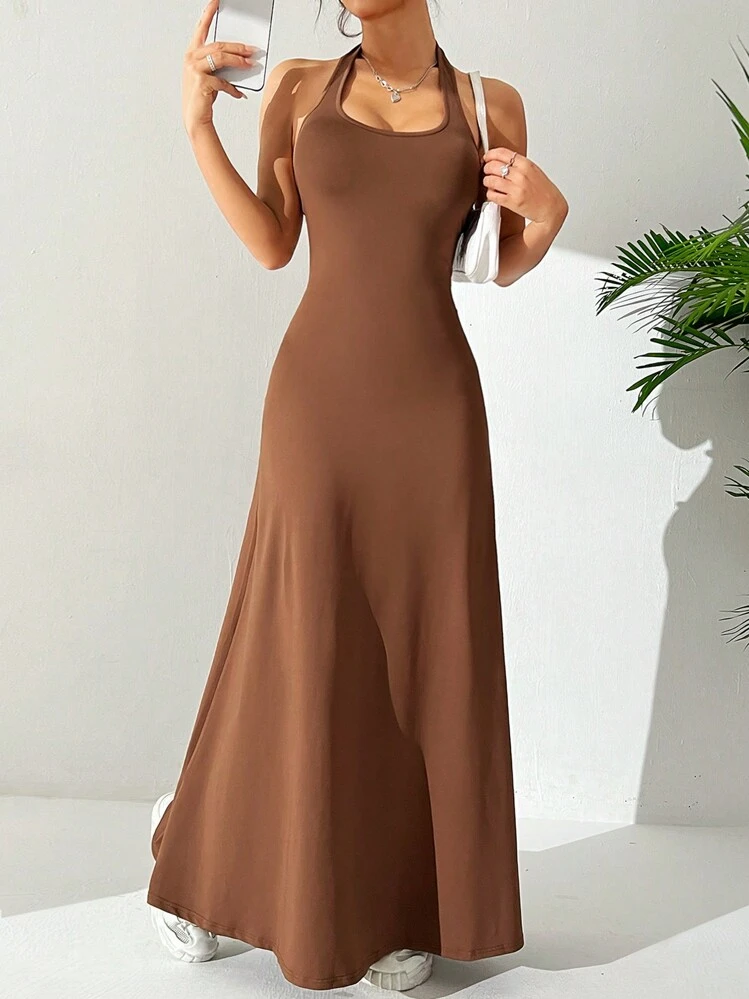 SHEIN EZwear ホルターネック ワンピース レディース ロングドレス