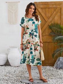 EMERY ROSE Của phụ nữ In thực vật Áo Và Váy Hai chiếc Bộ - Nhiều màu - Xem 5