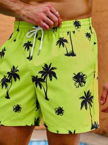 Surfspeed Men's Palm Tree Printed Beach Shorts - Green - View 6