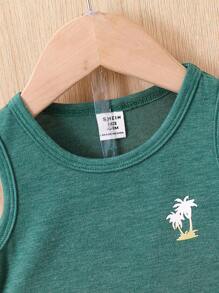 Baby Boy's Coconut Tree Print Top And Shorts Set