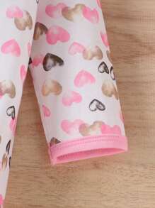 Sommer Baby Mädchen 1. Geburtstag Bär & Herz Bedruckter Jumpsuit Mit Passendem Zubehör