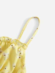 Soleia Trang trí Frills Xếp li Cami ngọn Với Đệm - Màu vàng - Xem 4