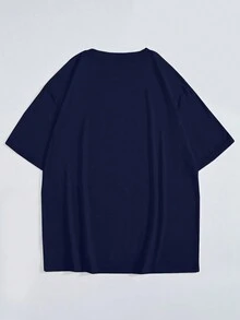 男士骷髏印花短袖t恤 - 藏蓝色 - 查看 2