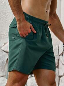 Surfspeed Men's Casual Elastic Waist Letter Printed Drawstring Beach Shorts Pool Shorts For Vacation