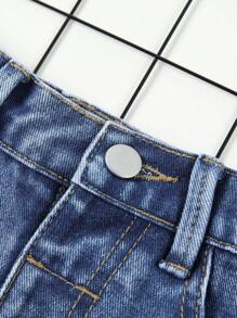 Young Boys' Elastic Waist Ripped Denim Shorts - Medium Wash - View 6