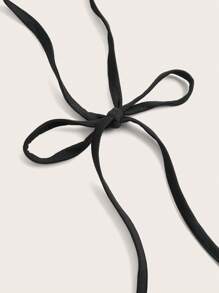 SHEIN EZwear Áo ba lỗ buộc dây phía trước, màu trơn đơn giản dành cho nữ, thích hợp cho mùa hè - màu đen - Xem 5