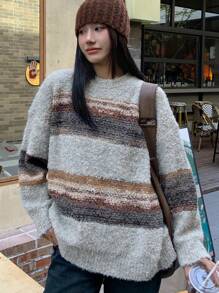 DAZY Women's Striped Color Block Sweater - Blue - View 7