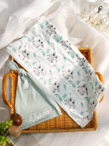 SHEIN 新生兒男寶可愛兔子印花襁褓毛巾與帽子套裝，適用於攝影道具 - 彩色 - 查看 7