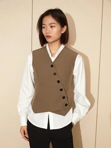 Women's Versatile Solid Color Long Sleeve Shirt For Commuting - White - View 8