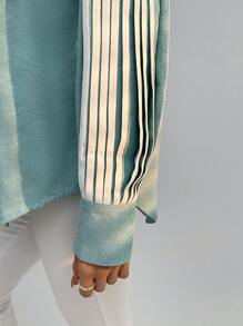 SHEIN Privé Women'S Long-Sleeve Button-Up Shirt - Green - View 6