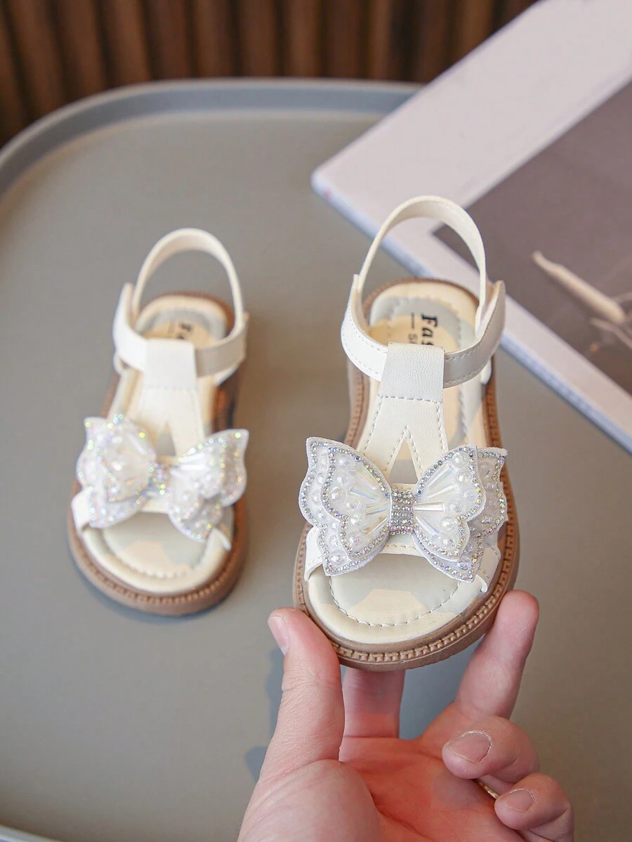 Fashionable Girls' Butterfly Flower Princess Flat Sandals - Beige - View 1