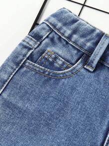 Young Boys' Elastic Waist Ripped Denim Shorts - Medium Wash - View 5