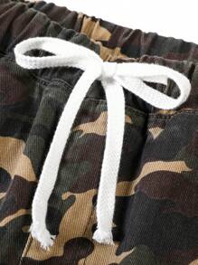 SHEIN Teen Boy Casual Mid-Waist Camo Jeans With Drawstring Waist - Multicolor - View 3