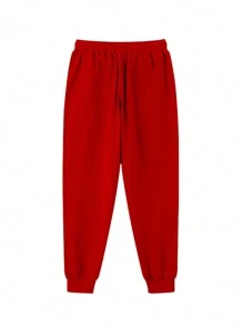 Pantalones Casuales Con Cintura Elástica Para Hombre, Rojo - Rojo - Ver 4