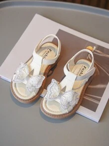 Fashionable Girls' Butterfly Flower Princess Flat Sandals - Beige - View 6