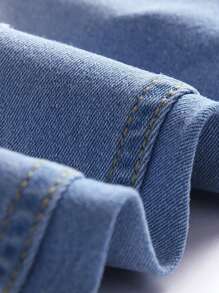 Manfinity Homme 男士修身破洞牛仔褲，貨物口袋純天藍色工作基本款丈夫款