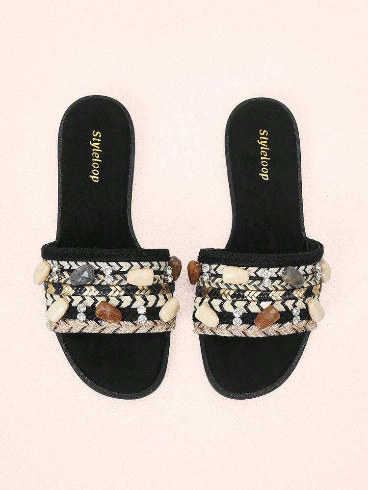 Women'S Fashionable Beaded Espadrilles Sandals