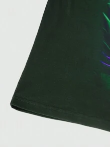 Manfinity Homme Nam Kích thước lớn In Đầu lâu Ngắn tay Áo thun - màu xanh lá - Xem 6