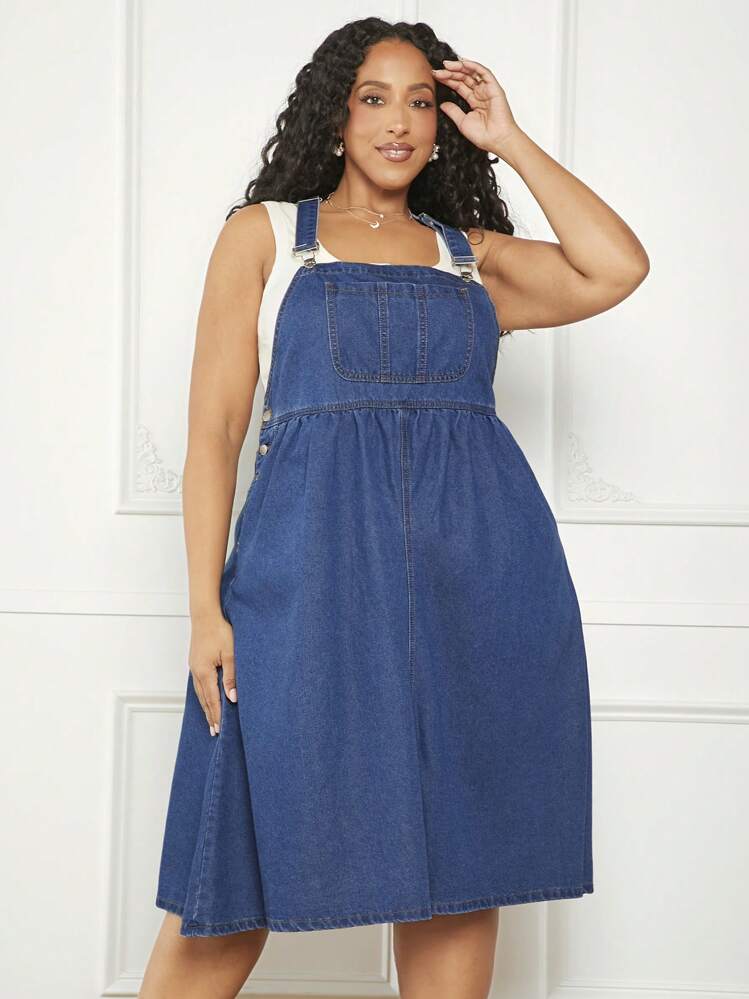 SHEIN CURVE+ Casual Plus Size Denim Dress For Women | SHEIN USA