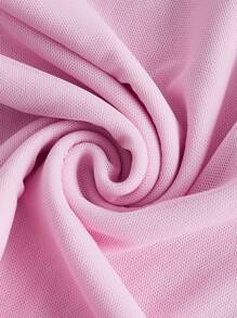 SHEIN ICON 素色褶邊繞頸喇叭袖木耳邊網紗上衣 - 粉色 - 查看 4