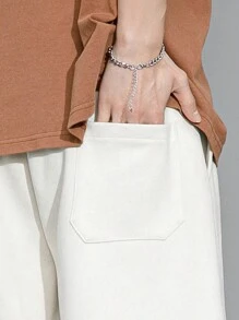 Men's Letter Print Shorts - Apricot - View 5