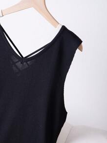 SHEIN Clasi Plus Size Solid Color Sleeveless Sweater Dress