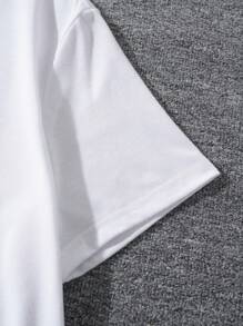 Men's Angel Printed Drop Shoulder T-Shirt - White - View 5