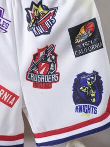 SHEIN Young Boy Letter Print Tank Top And Shorts Two Pieces Set, School, Campus, College