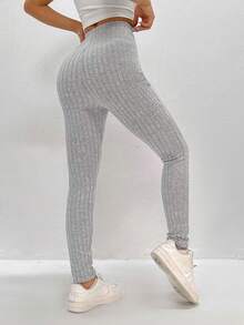 SHEIN Unity Kvinnors Enfärgad Räfflad Damasker