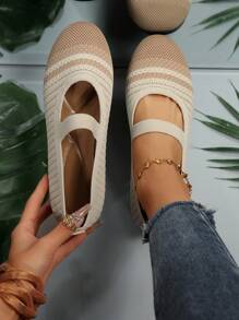 Mới Thoáng khí Thoải mái Giải trí Giày lười Thời trang Lưới Giày phẳng Đối với phụ nữ - Màu be - Xem 2