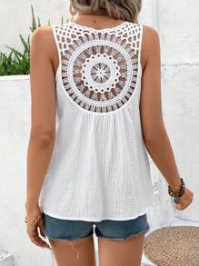 SHEIN Frenchy Bảng điều khiển móc Không lưng Áo không tay - trắng - Xem 6