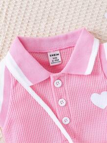 SHEIN Baby Girl Sleeveless Heart Pattern Printed Tank Dress And Bag, Cute, Sweet, Elegant, Perfect For Outdoor Activities In Spring And Summer - Pink - View 6